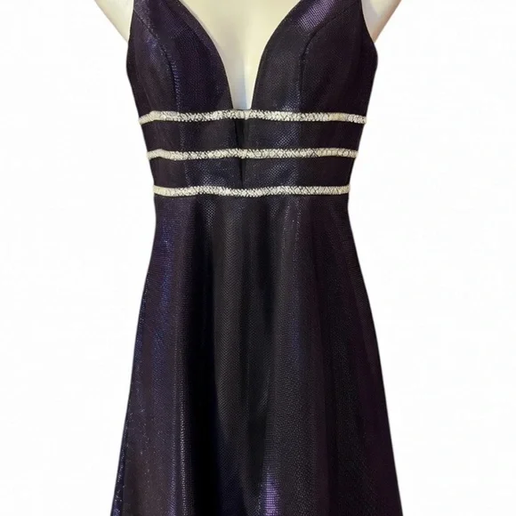 Narianna  Purple Prom Dress with Silver Accents XS - Picture 2 of 9